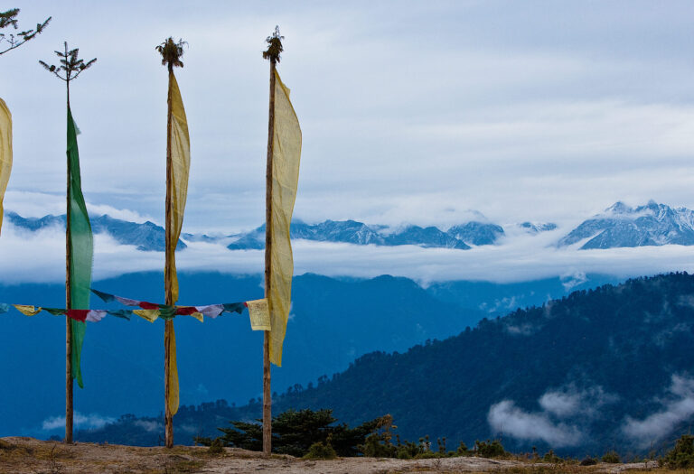 two yello prayer flag