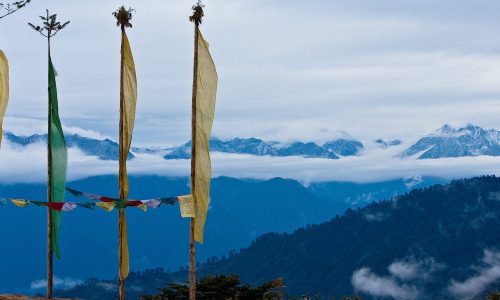 two yello prayer flag